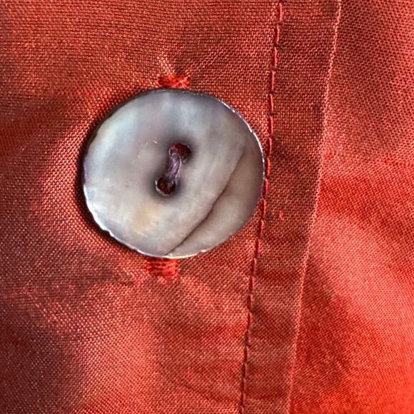 Vintage Women’s Red Silk Blazer Jacket Black Beaded Appliqués Size L Statement - Picture 9 of 10